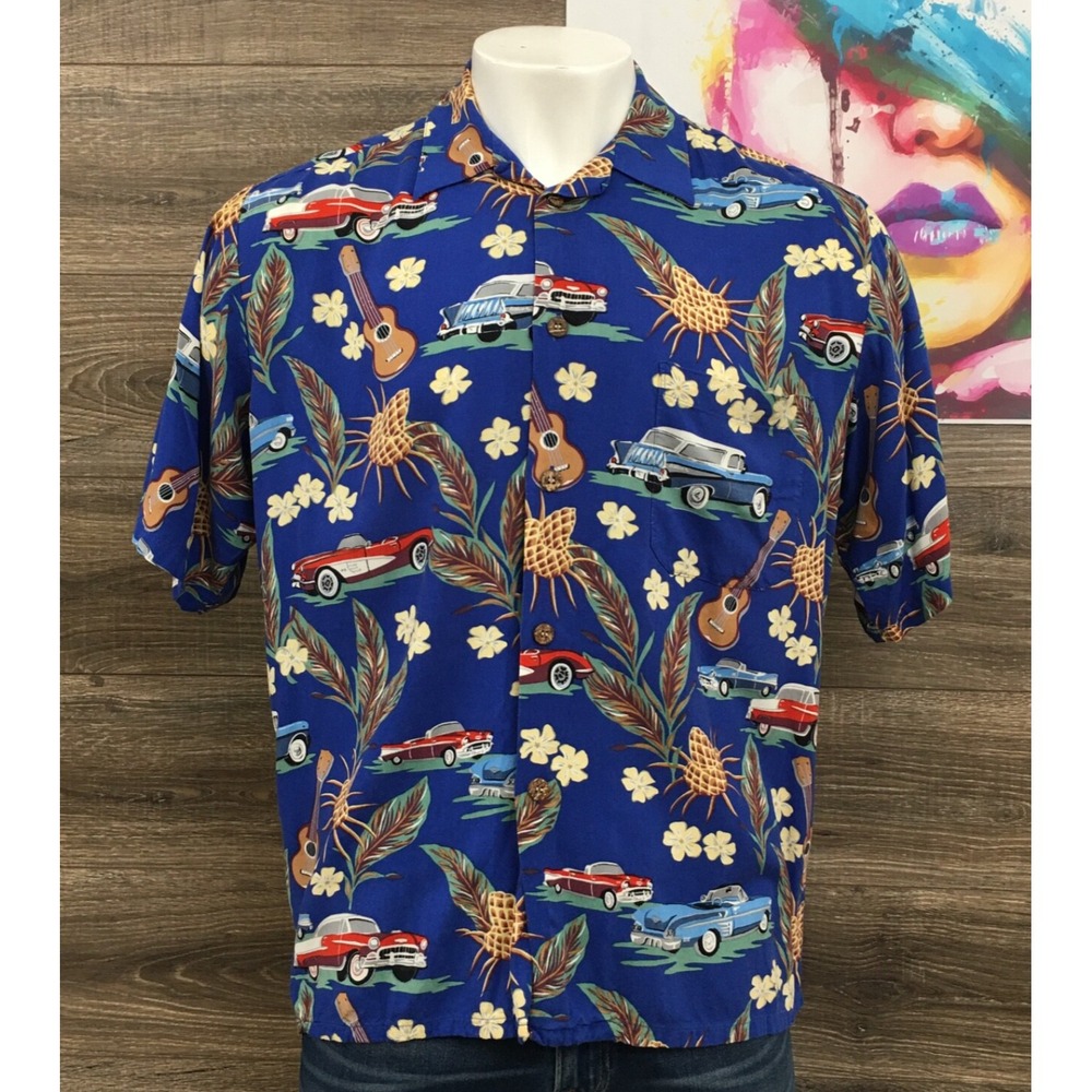 Reyn Spooner Short Sleeve Shirt Mens Size XL Button Up Rayon Camp Hawaiian‎